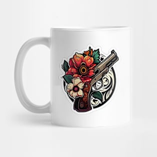 Pistol and flowers Mug